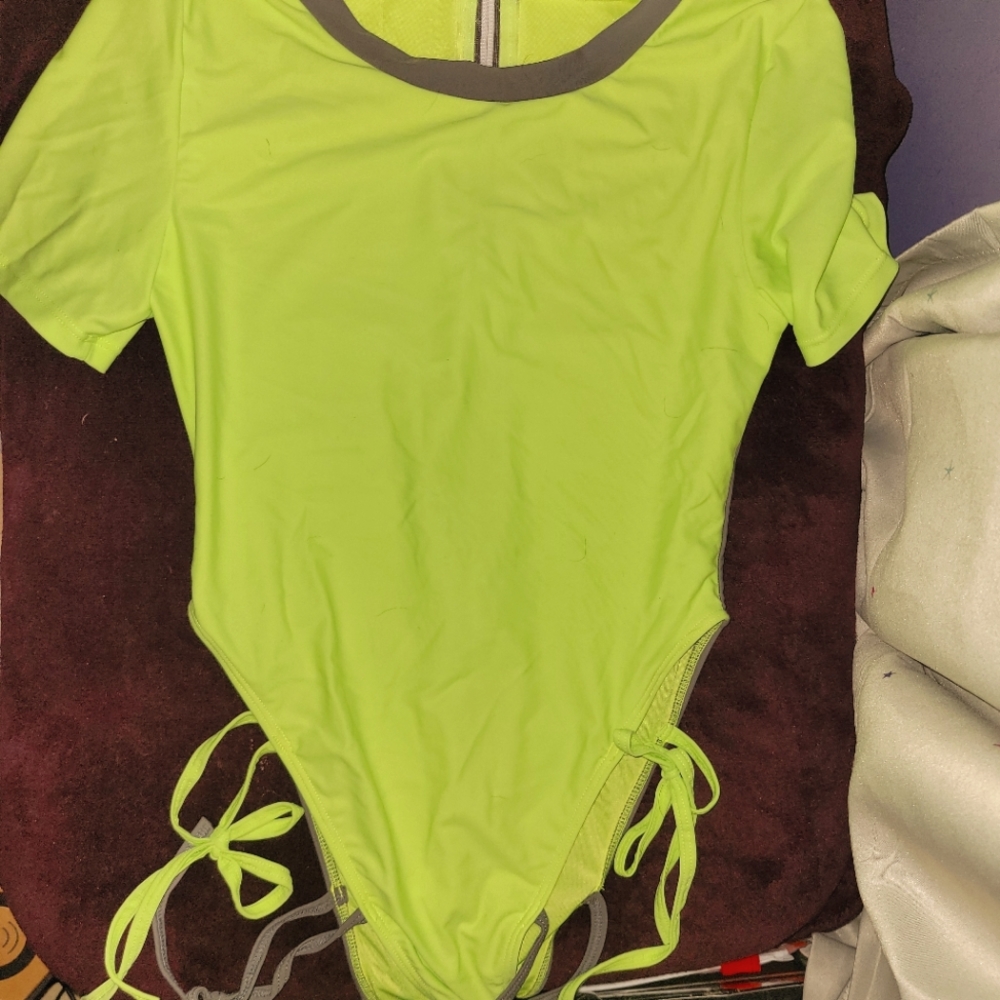 1 piece neon green bathing suit